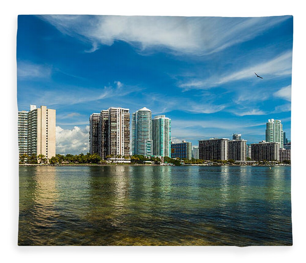 Architecture Fleece Blanket featuring the photograph Miami Skyline #4 by Raul Rodriguez