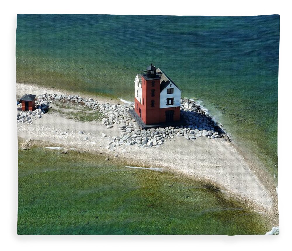 Somewhere In Time Fleece Blanket featuring the photograph Round Island Lighthouse #2 by Keith Stokes