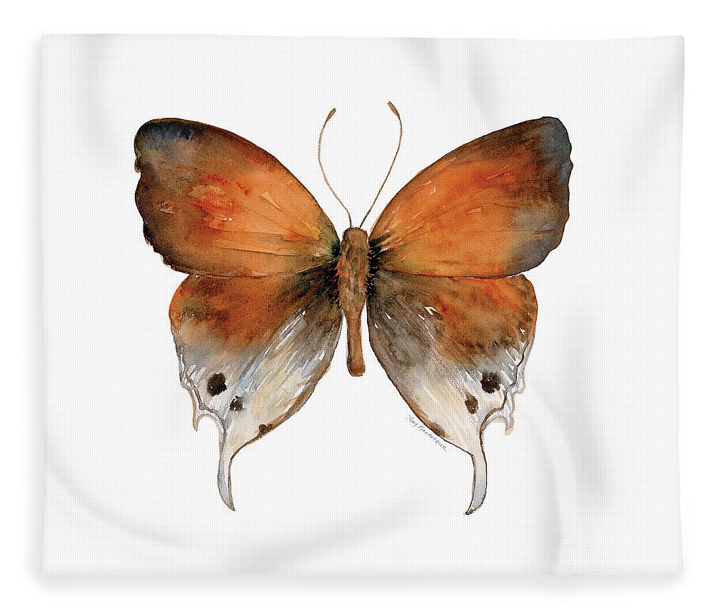 Manto Fleece Blanket featuring the painting 47 Mantoides Gama Butterfly by Amy Kirkpatrick
