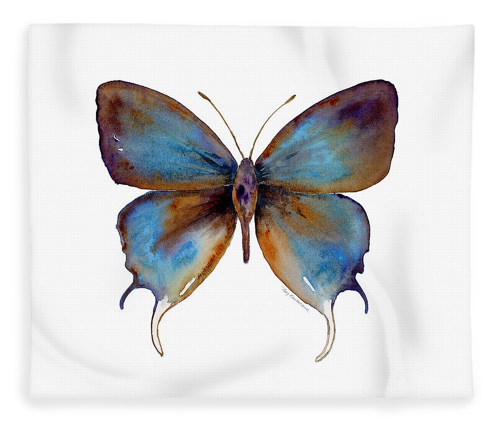 Manto Fleece Blanket featuring the painting 48 Manto Hypoleuca Butterfly by Amy Kirkpatrick