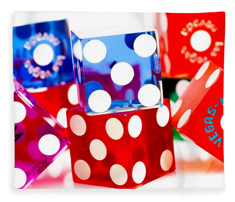Las Vegas Fleece Blanket featuring the photograph Colorful Dice #5 by Raul Rodriguez
