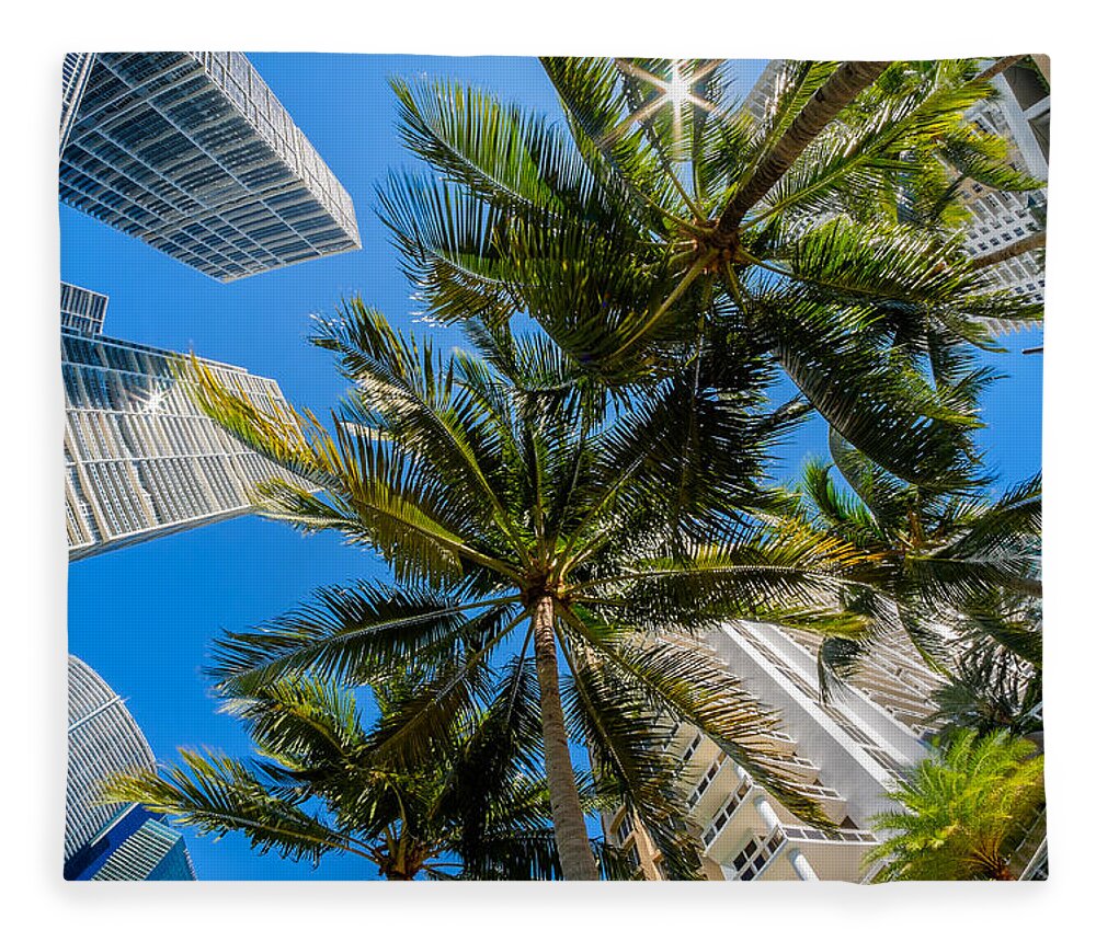 Architecture Fleece Blanket featuring the photograph Downtown Miami Brickell Fisheye #5 by Raul Rodriguez
