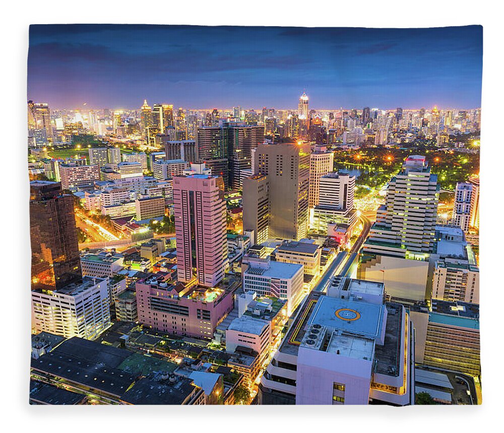 Scenics Fleece Blanket featuring the photograph Panoramic View Of Urban Landscape In #5 by Primeimages