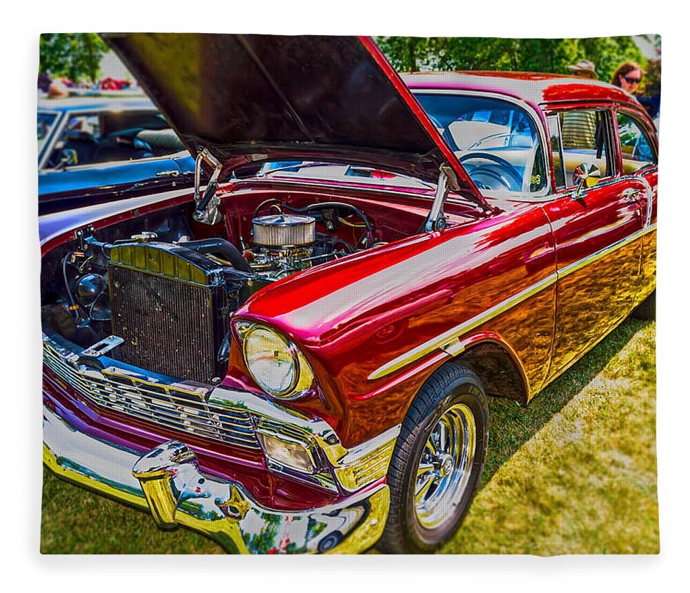 Chevy Fleece Blanket featuring the photograph 56 Chevy by James Meyer