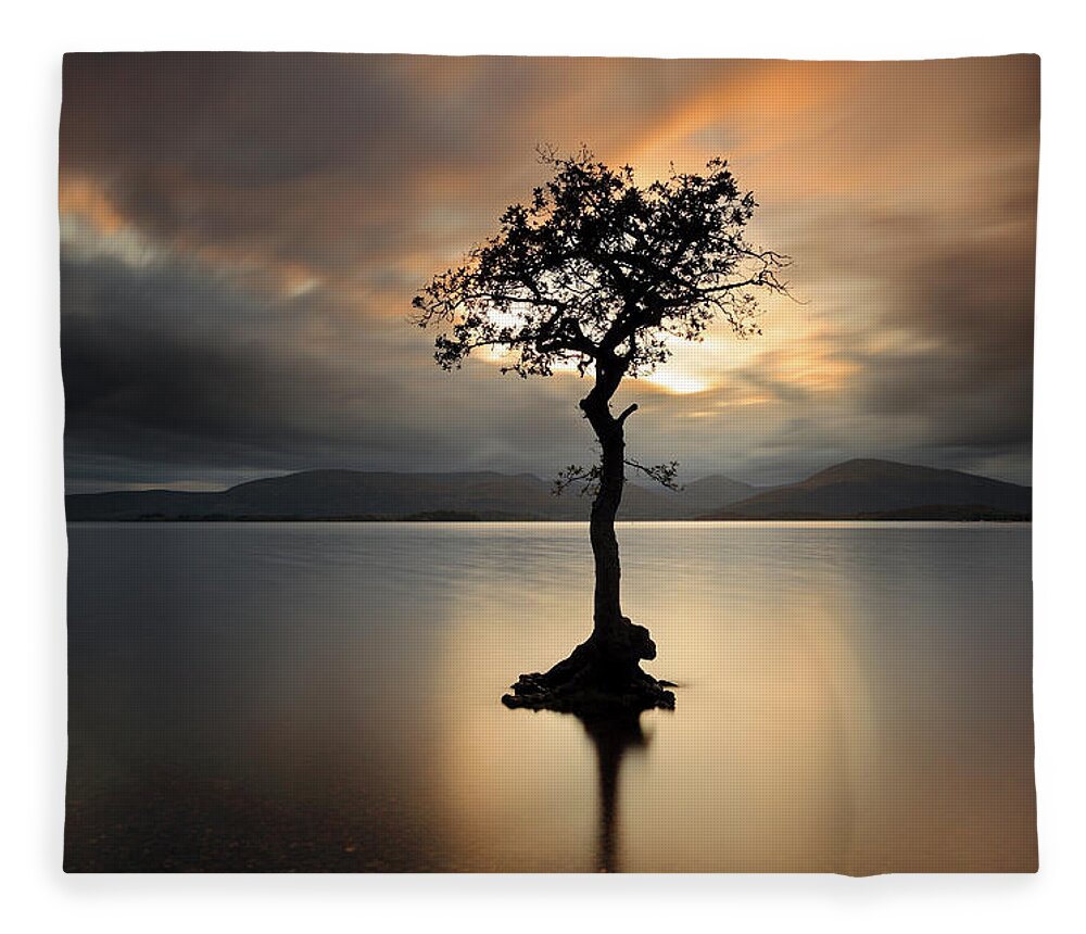Loch Lomond Fleece Blanket featuring the photograph Loch Lomond Sunset by Grant Glendinning