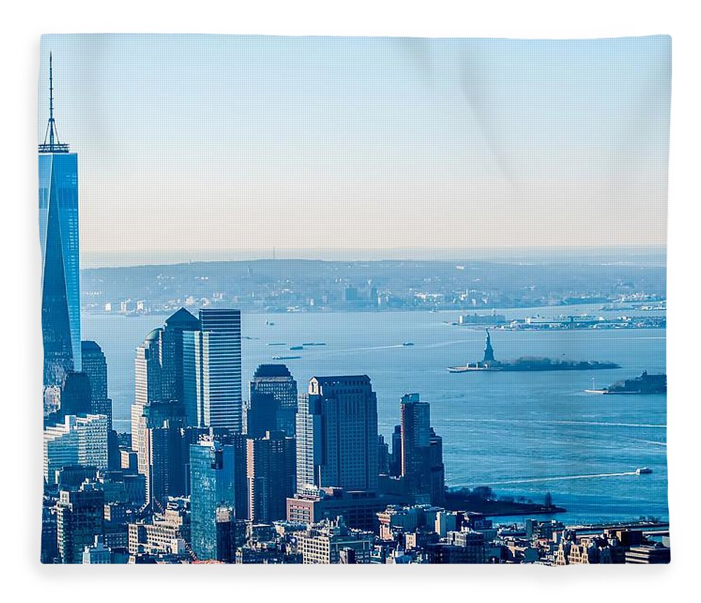 New Fleece Blanket featuring the photograph New York City Manhattan midtown aerial panorama view with skyscr #7 by Alex Grichenko