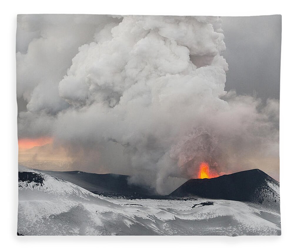 Feb0514 Fleece Blanket featuring the photograph Tolbachik Volcano Erupting Kamchatka #7 by Sergey Gorshkov