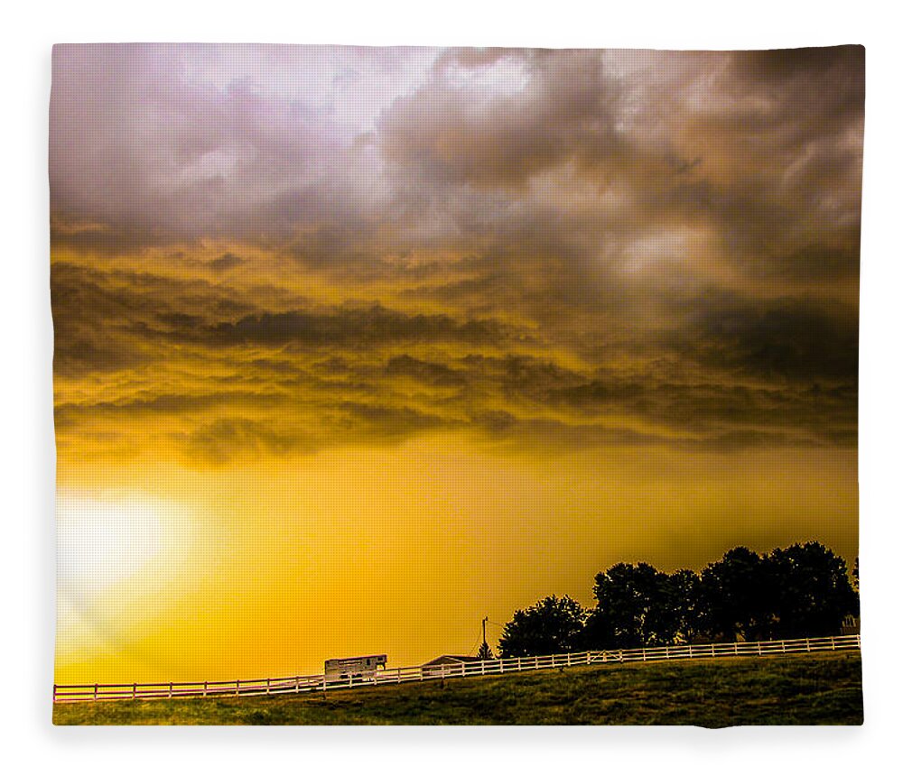 Kearney Nebraska Fleece Blanket featuring the photograph Late Afternoon Nebraska Thunderstorms #13 by NebraskaSC