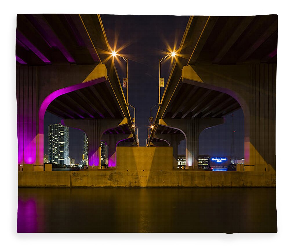 Architecture Fleece Blanket featuring the photograph Miami Downtown Skyline by Raul Rodriguez