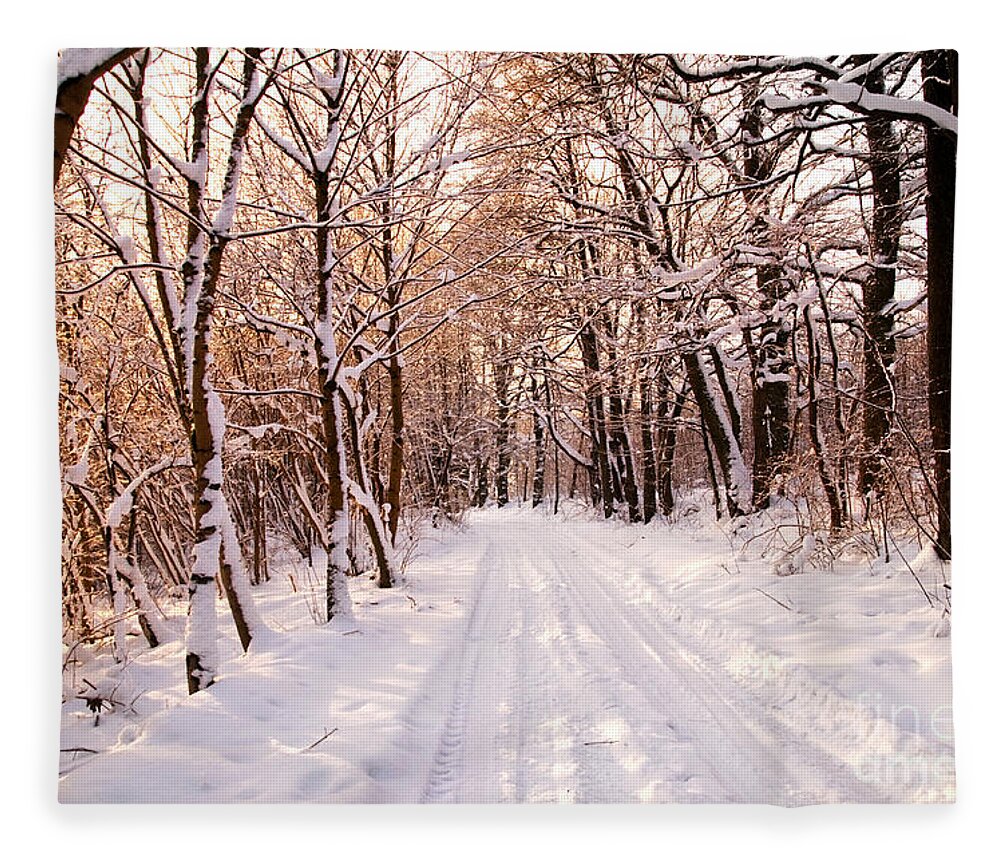 Snow Fleece Blanket featuring the photograph Winter white forest #8 by Michal Bednarek
