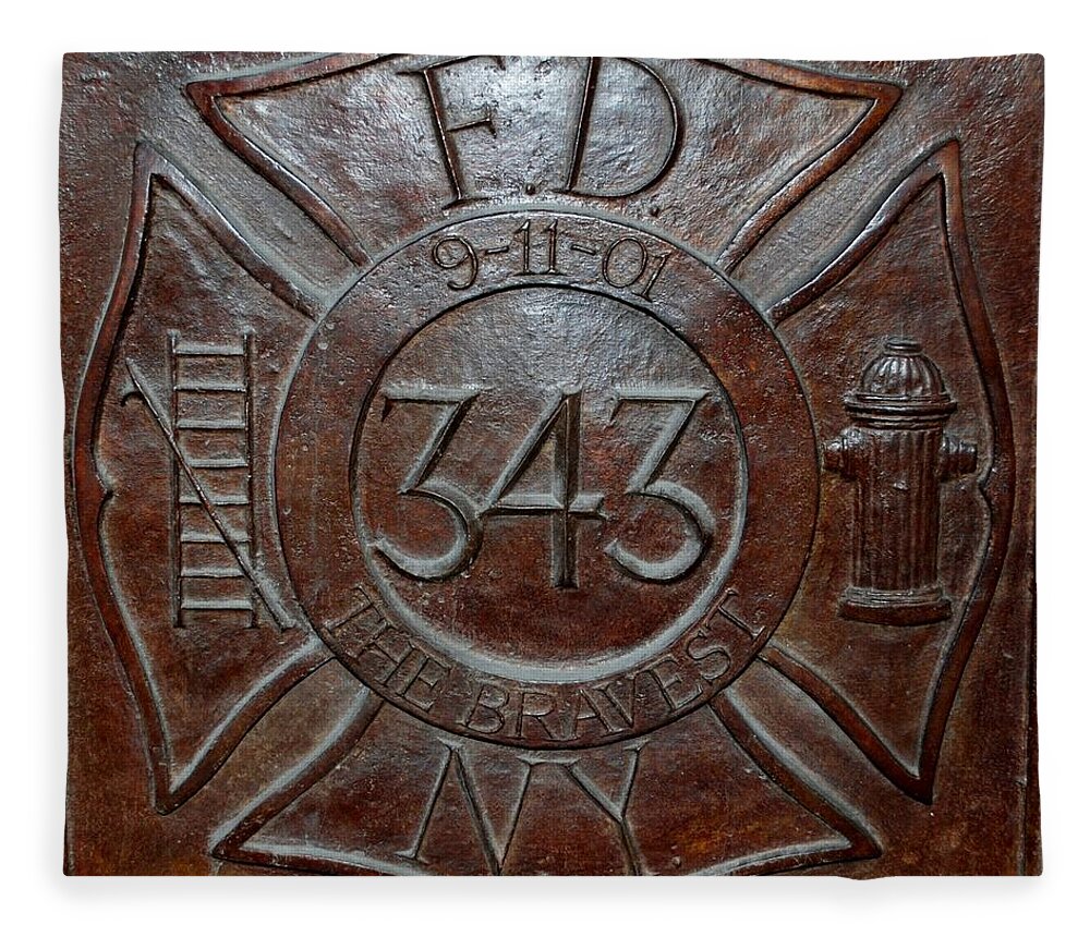 Fdny Fleece Blanket featuring the photograph 9 11 01 F D N Y 343 by Rob Hans