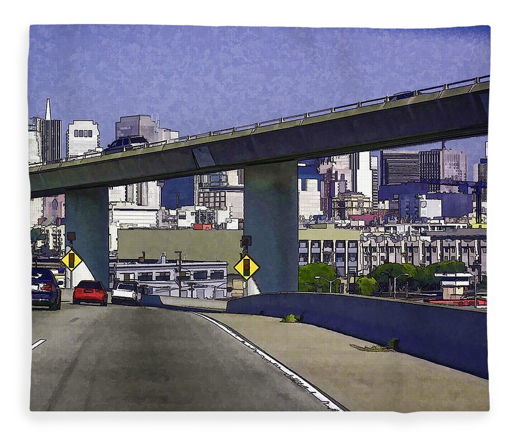 Cars Fleece Blanket featuring the photograph Heading into the busy part of San Francisco #9 by Ashish Agarwal