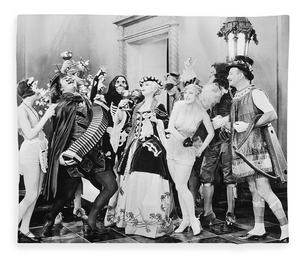 1920s Fleece Blanket featuring the photograph Silent Film Still: Parties #9 by Granger