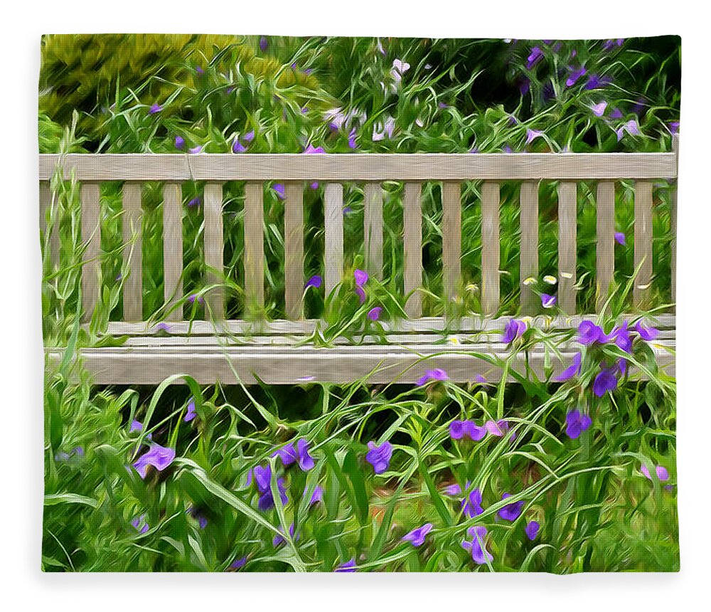 Bench Fleece Blanket featuring the photograph A Bench For The Flowers by Gary Slawsky