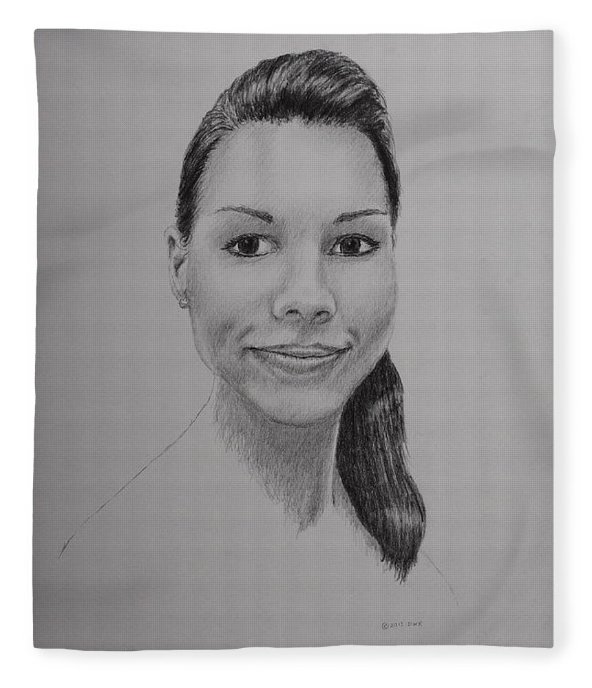 Portrait Fleece Blanket featuring the drawing A G by Daniel Reed