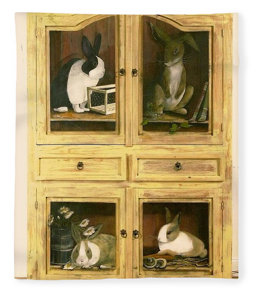 Diane Strain Fleece Blanket featuring the painting A Home for my Rabbits by Diane Strain