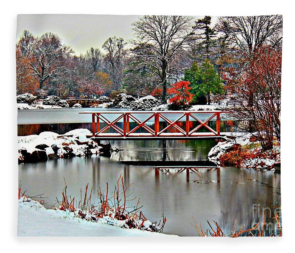 Winter Fleece Blanket featuring the photograph A Light Dusting Of Snow by Judy Palkimas
