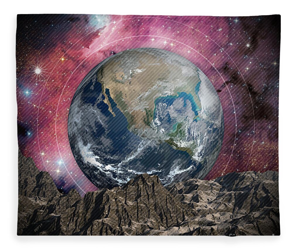 Earth Fleece Blanket featuring the digital art A Place In Space by Phil Perkins