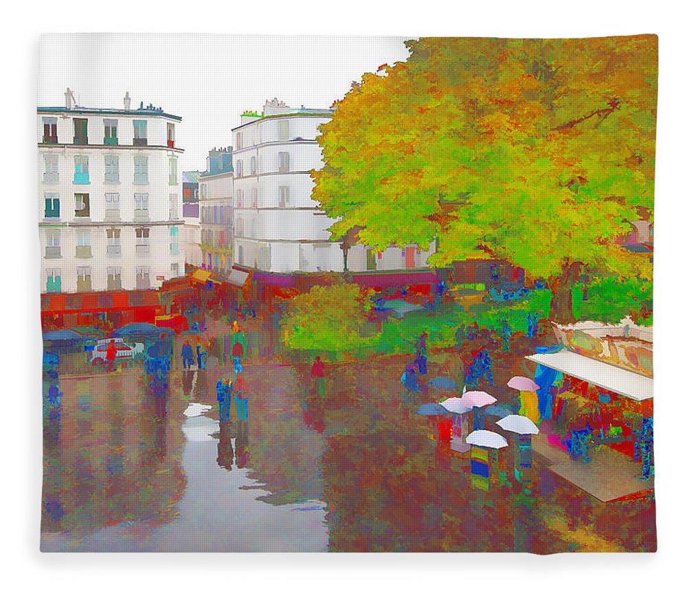 Digital Art Fleece Blanket featuring the photograph A Rainy Day in Montmarte by Allan Van Gasbeck