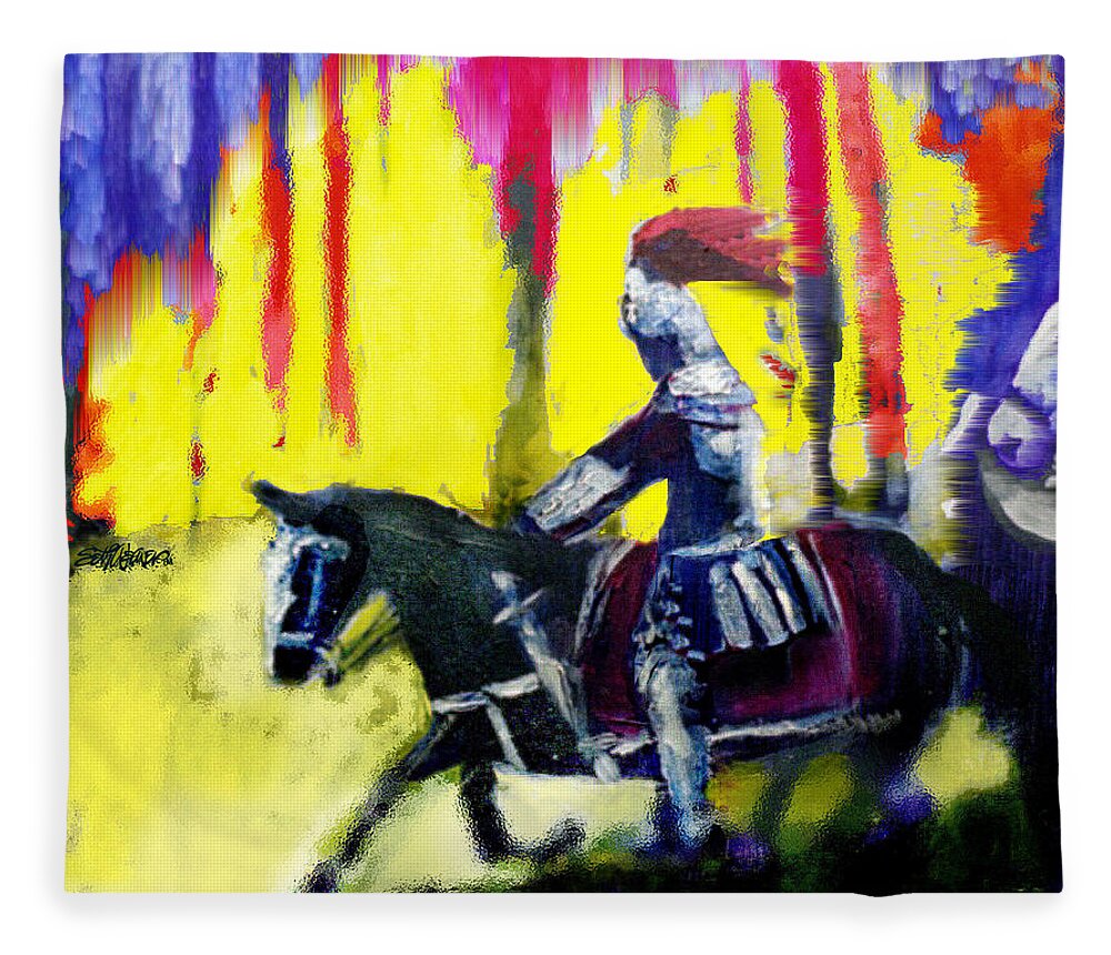 Gladiator Fleece Blanket featuring the painting A Ride Through Fire by Seth Weaver