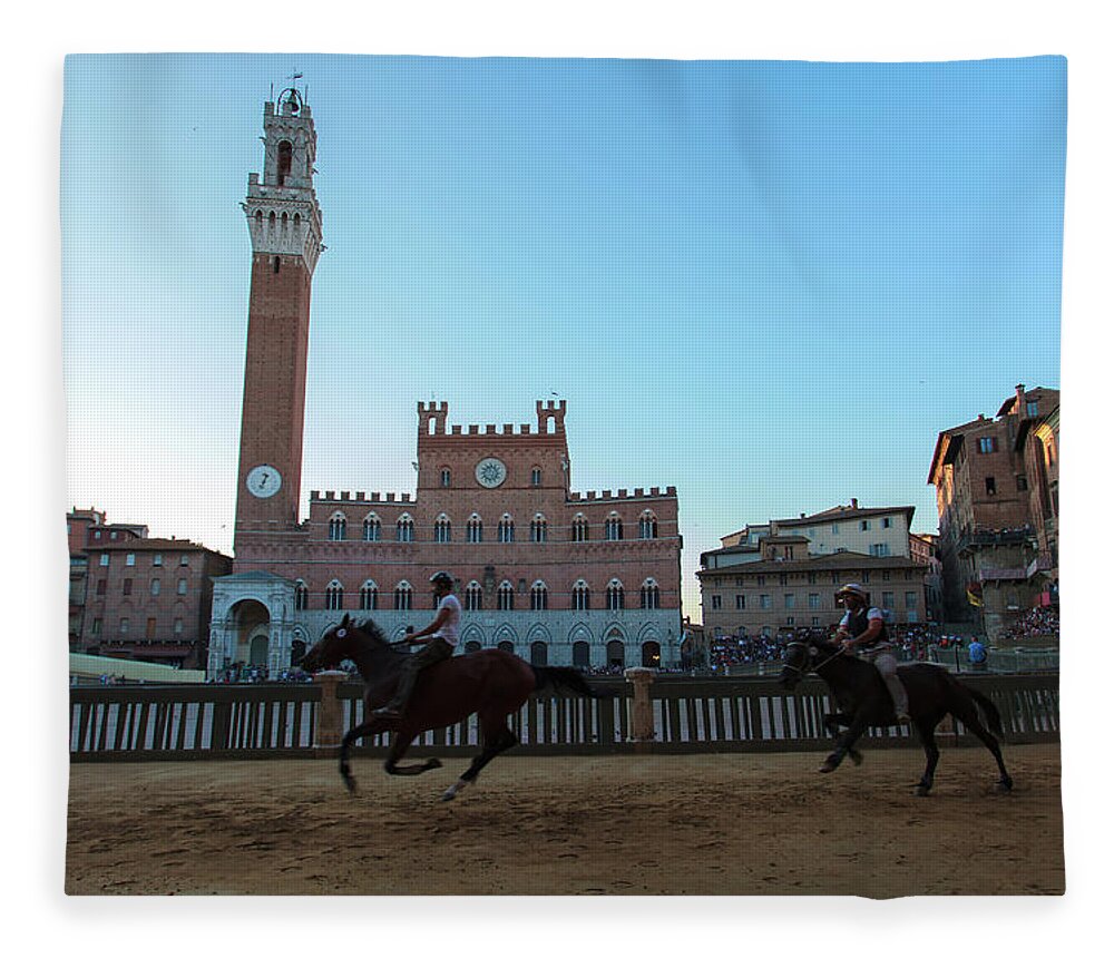 Horse Fleece Blanket featuring the photograph A Trial Run Of The Famous Palio Di Siena by Tu Xa Ha Noi