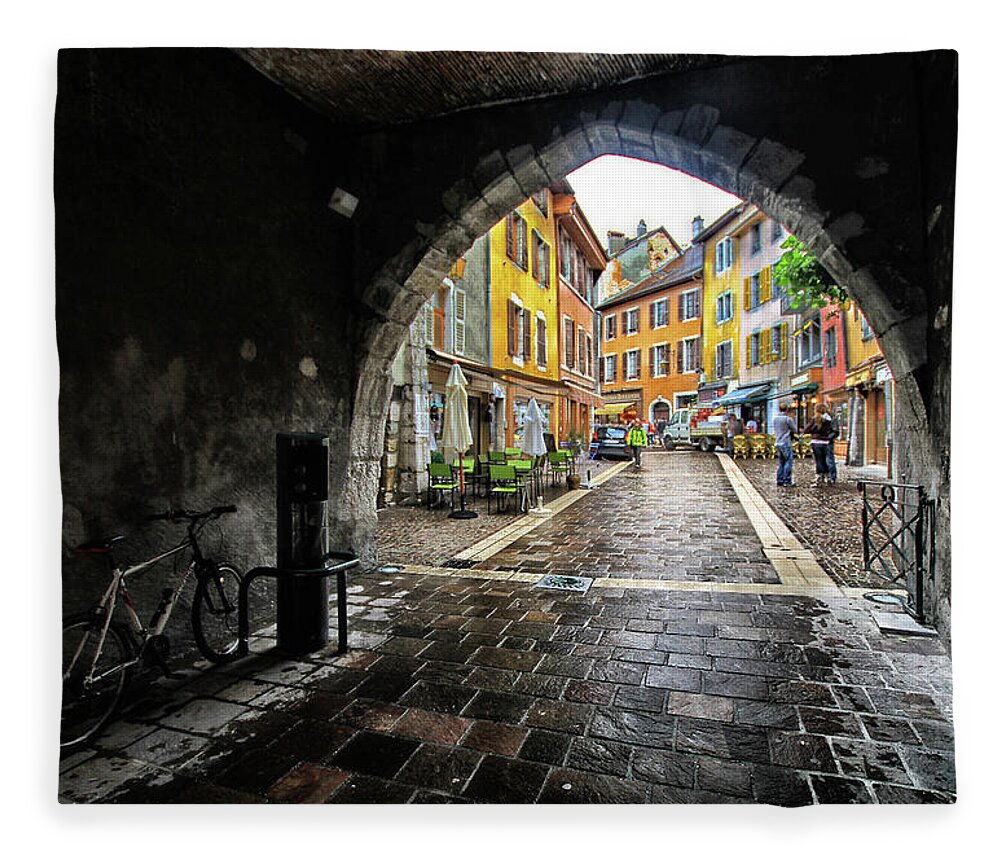 Tranquility Fleece Blanket featuring the photograph A Tunnel To Beautiful Annecy, France by L. Toshio Kishiyama