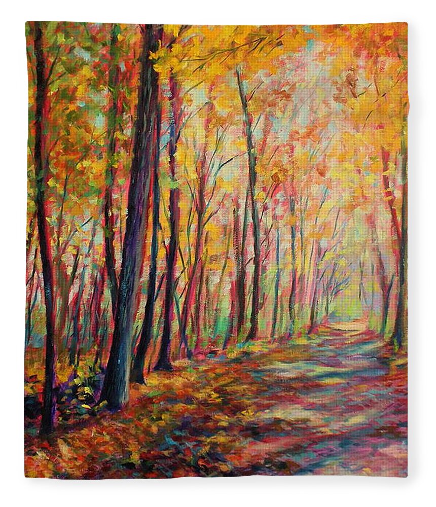 Fall Fleece Blanket featuring the painting A warm autumn day by Daniel W Green