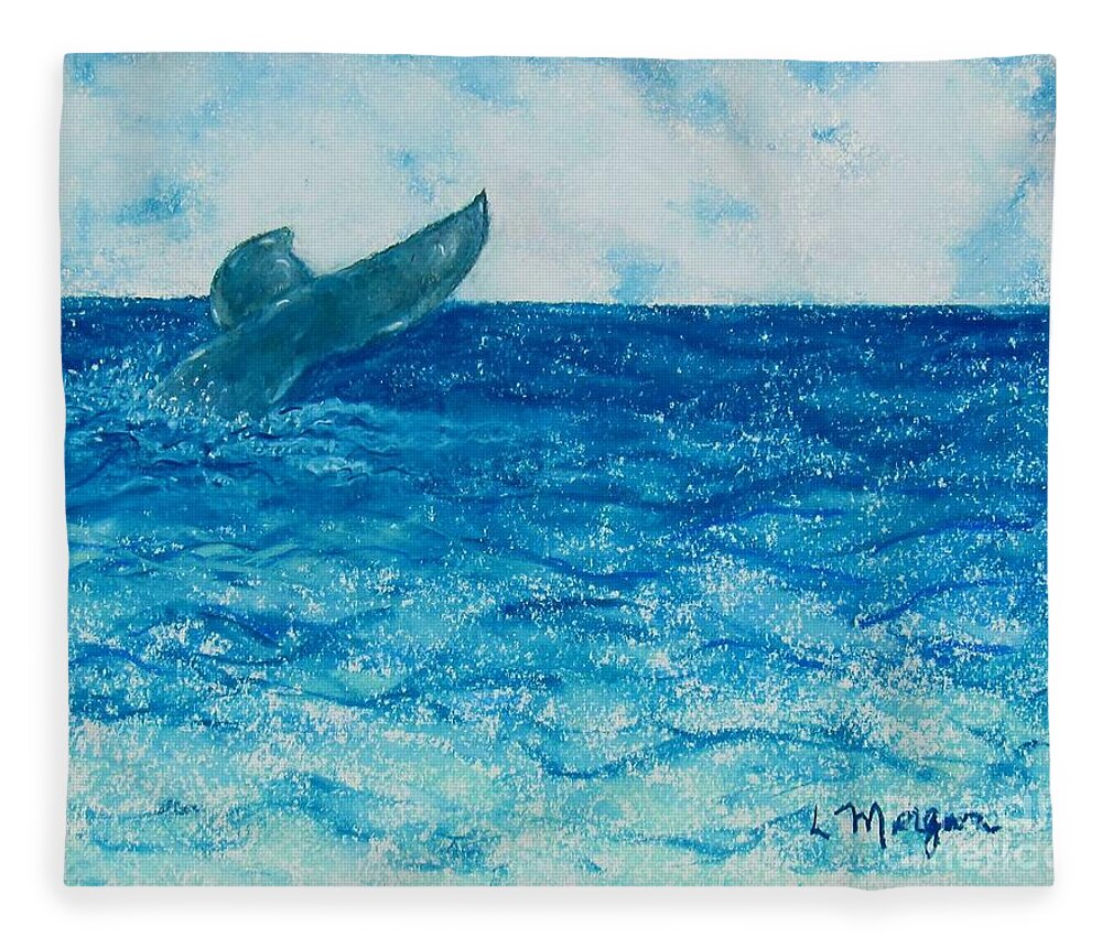 Whale Fleece Blanket featuring the painting A Whale of a Tale by Laurie Morgan