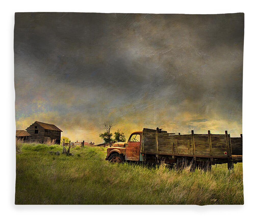 Dodge Fleece Blanket featuring the photograph Abandoned Farm Truck by Theresa Tahara