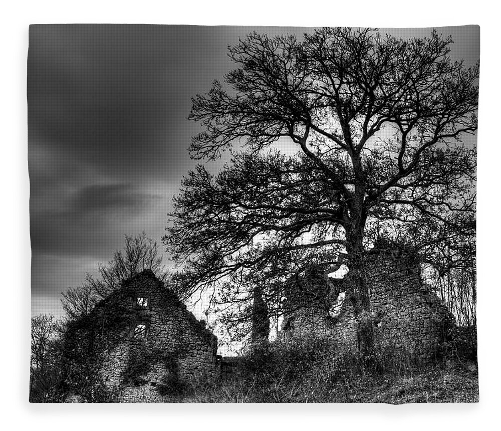 Ruin Fleece Blanket featuring the photograph Abandoned by Ivan Slosar