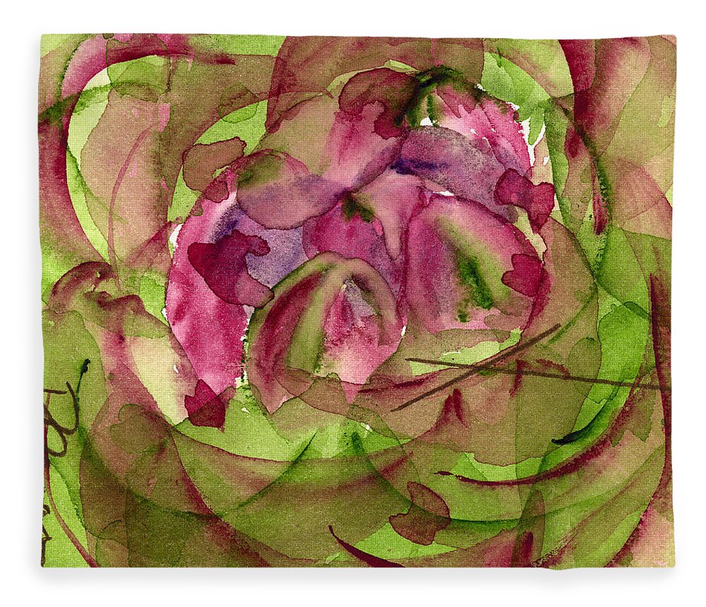 Modern Botanical Art Fleece Blanket featuring the painting Abstract Artichoke by Dawn Derman