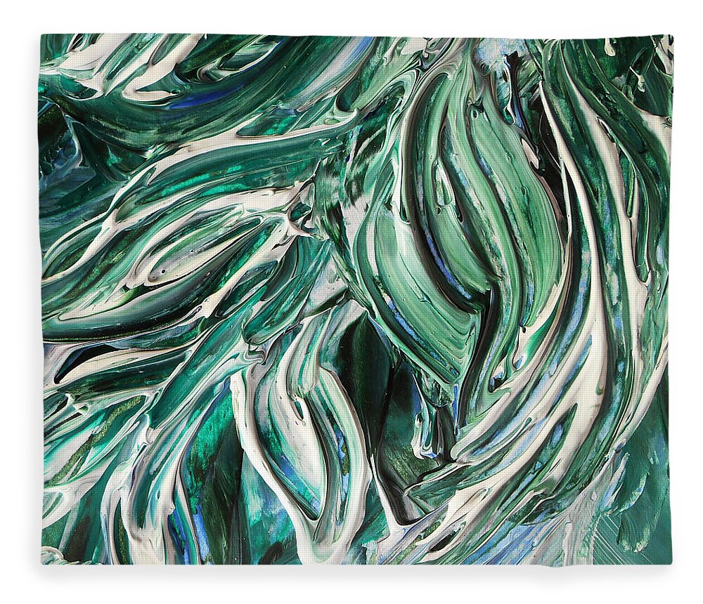 Breeze Fleece Blanket featuring the painting Abstract Floral Tickling Breeze by Irina Sztukowski