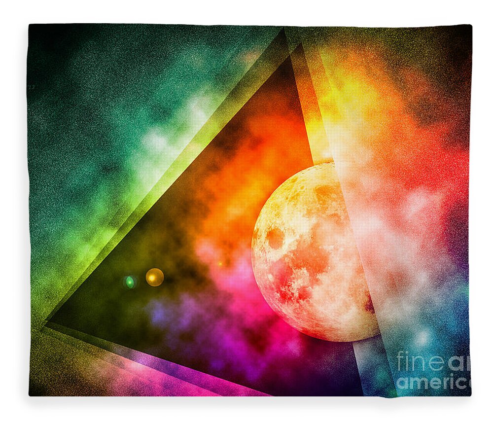 Abstract Fleece Blanket featuring the digital art Abstract Full Moon Spectrum by Phil Perkins
