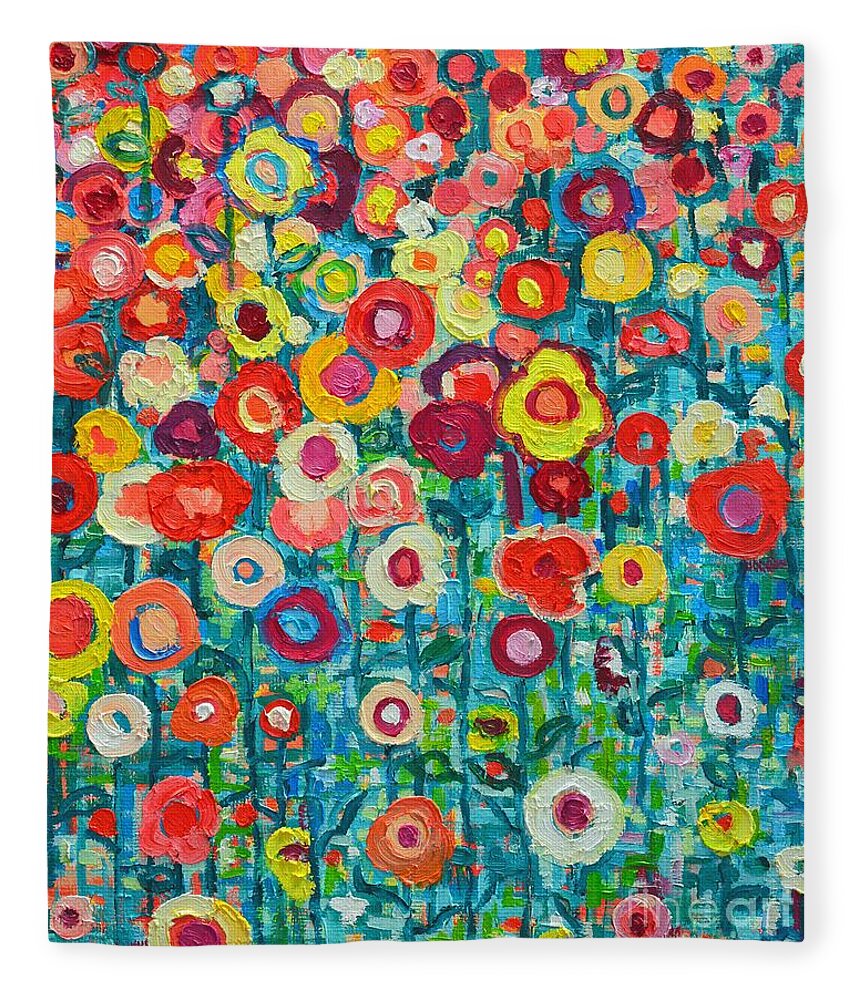 Abstract Fleece Blanket featuring the painting Abstract Garden Of Happiness by Ana Maria Edulescu