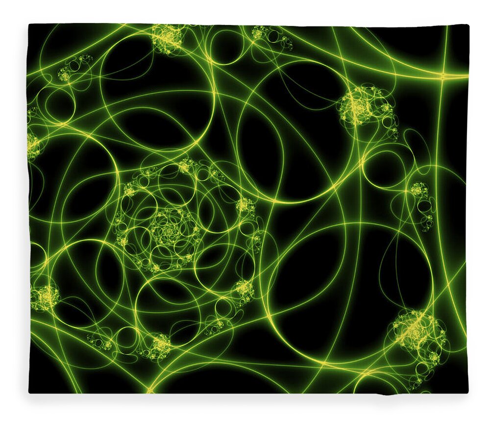 Digital Art Fleece Blanket featuring the digital art Abstract Green Light Fractal by Gabiw Art