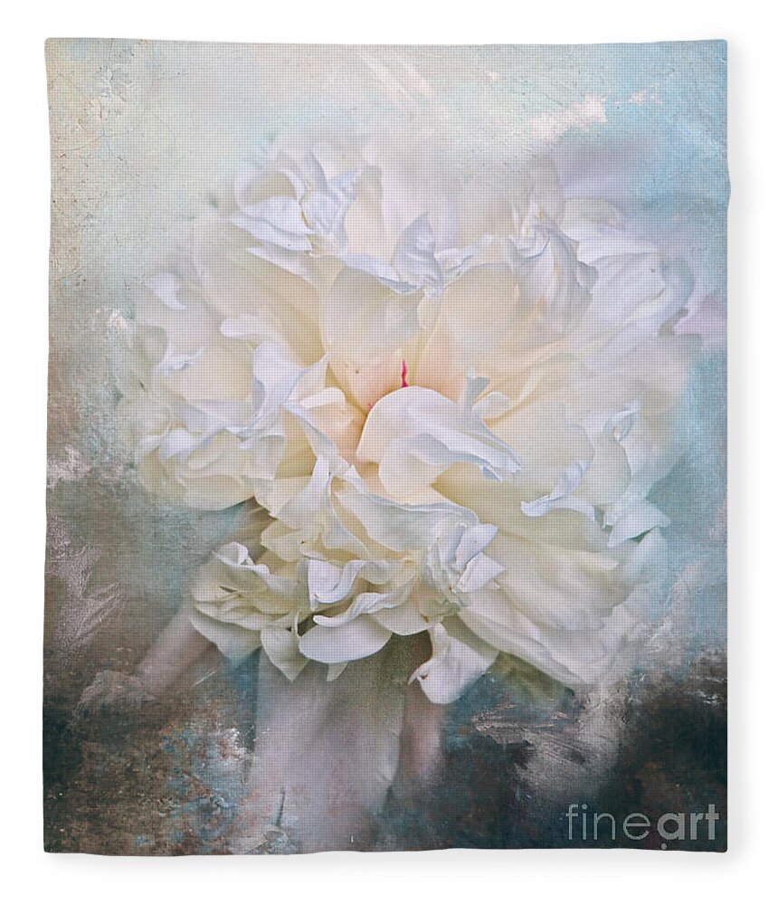 Abstract Fleece Blanket featuring the photograph Abstract Peony in Blue by Jai Johnson