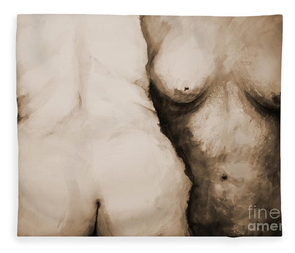 Nudes Fleece Blanket featuring the painting Acceptance by Rory Siegel