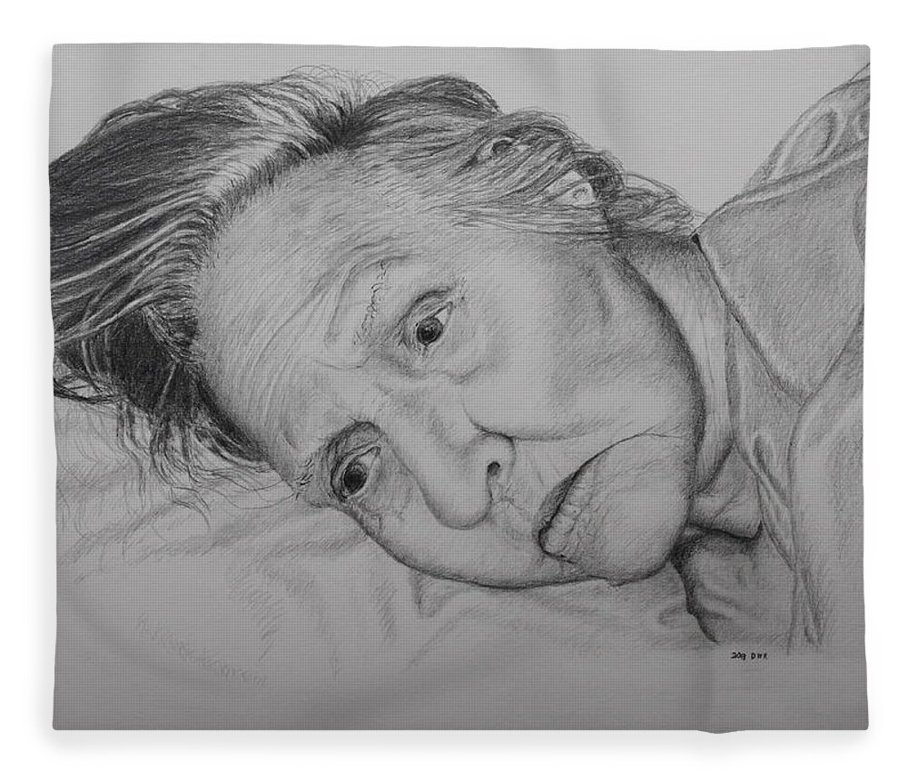 Dementia Fleece Blanket featuring the drawing Advanced Dementia by Daniel Reed