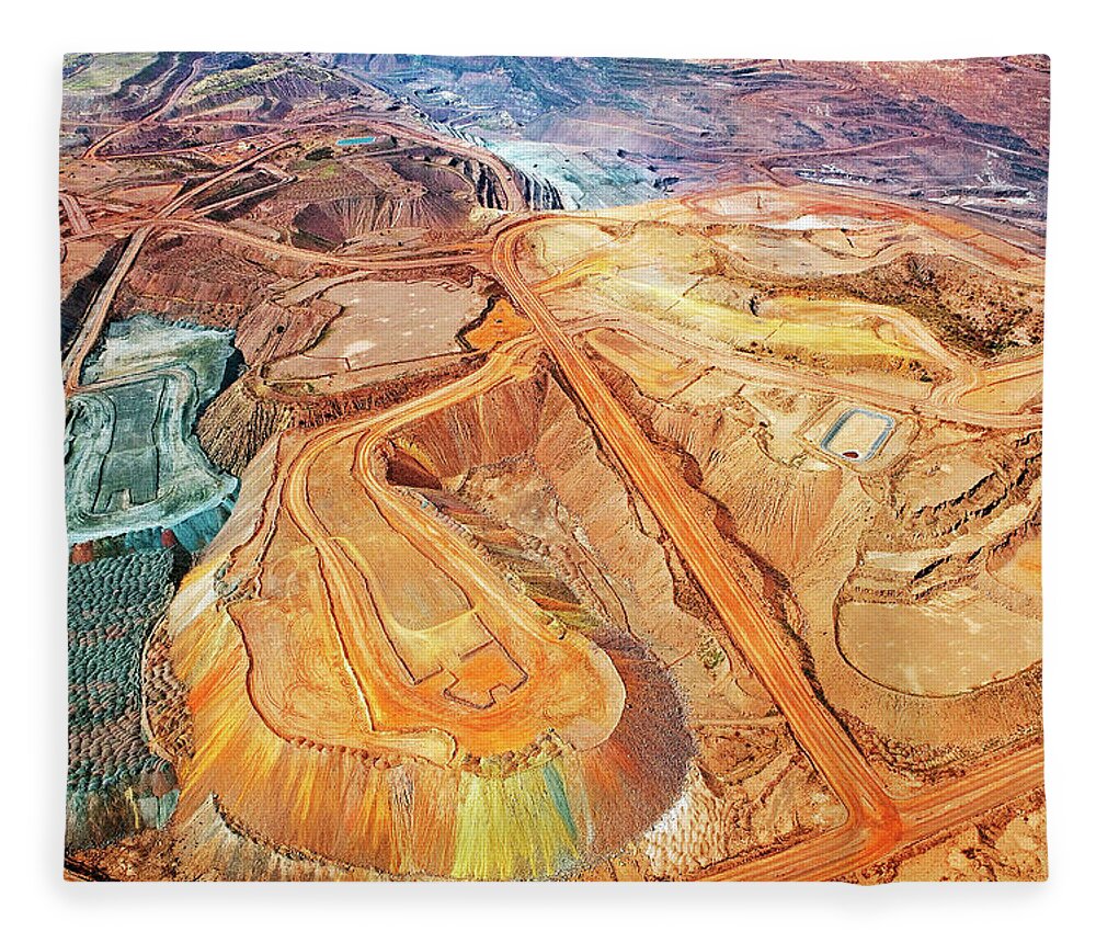 Mineral Fleece Blanket featuring the photograph Aerial View, Iron Ore Mine, Mount by John W Banagan