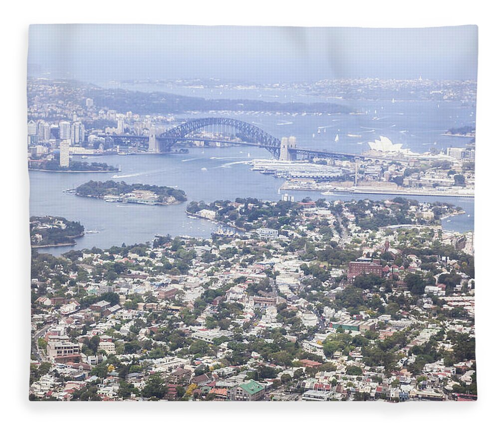 Tranquility Fleece Blanket featuring the photograph Aerial View Of Sydney Harbor From West by Matteo Colombo