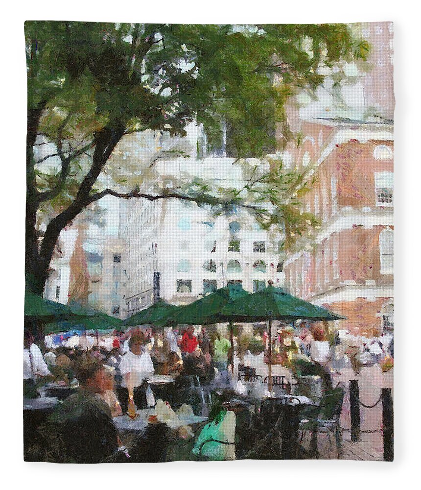 Afternoon Fleece Blanket featuring the painting Afternoon at Faneuil Hall by Jeffrey Kolker
