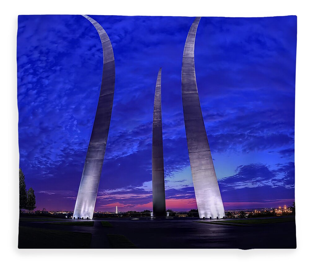 Air Fleece Blanket featuring the photograph Air Force Memorial Sunrise by Metro DC Photography