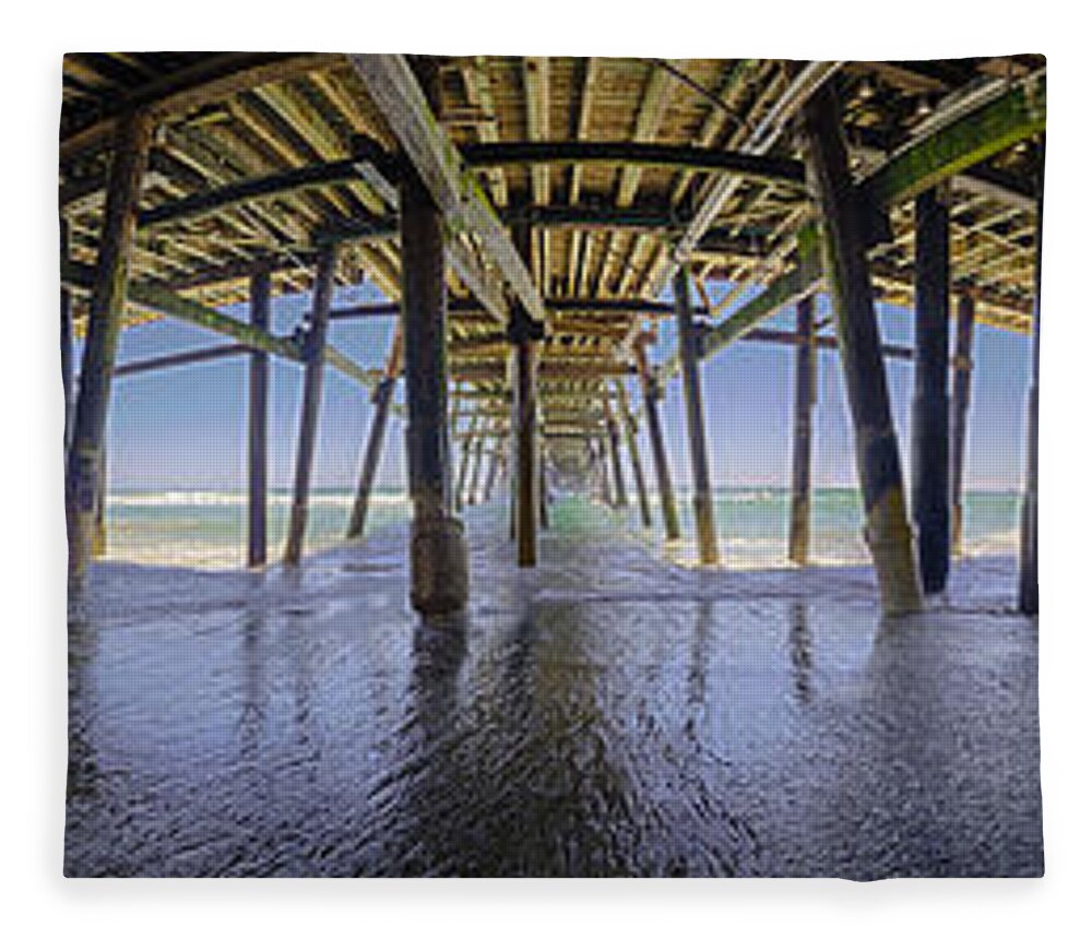 Pier Fleece Blanket featuring the photograph All the way under the pier by Scott Campbell