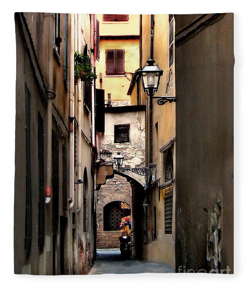 Florence Fleece Blanket featuring the photograph Alley in Florence 1 by Jennie Breeze