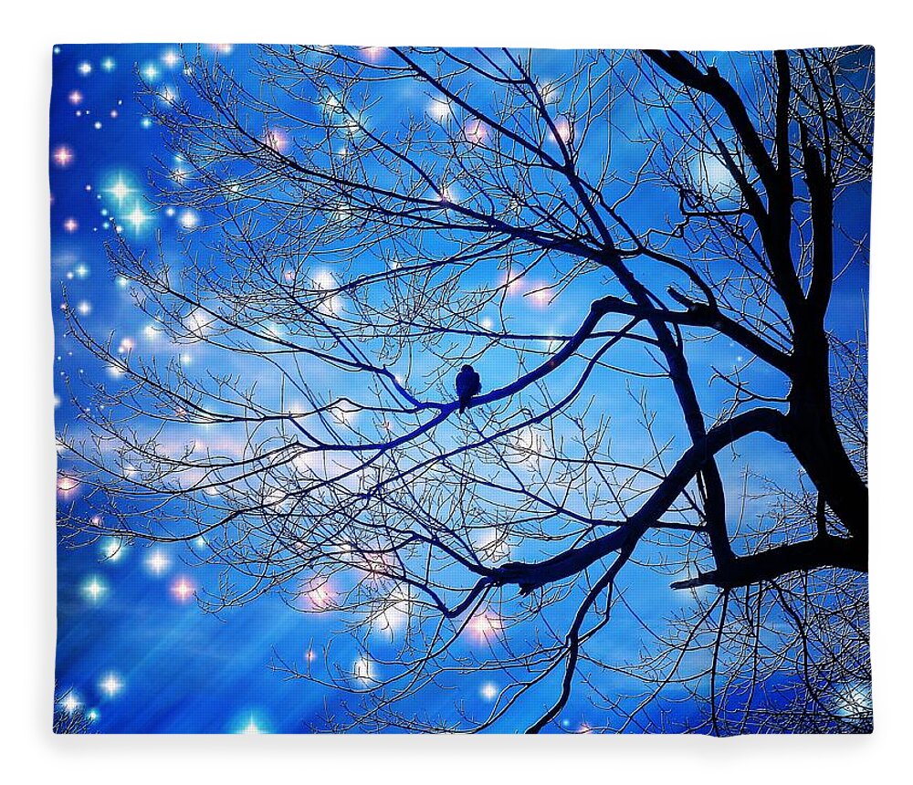 Bird Fleece Blanket featuring the photograph Alone With The Stars by Zinvolle Art