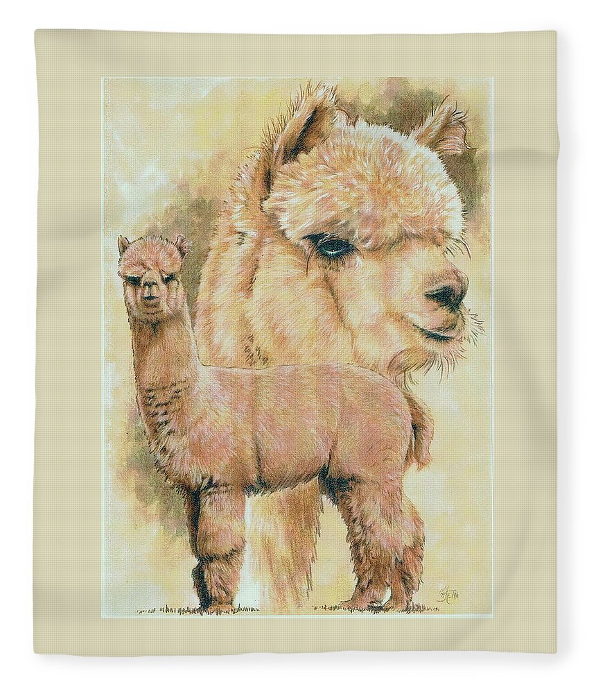 Alpaca Fleece Blanket featuring the mixed media Alpaca by Barbara Keith