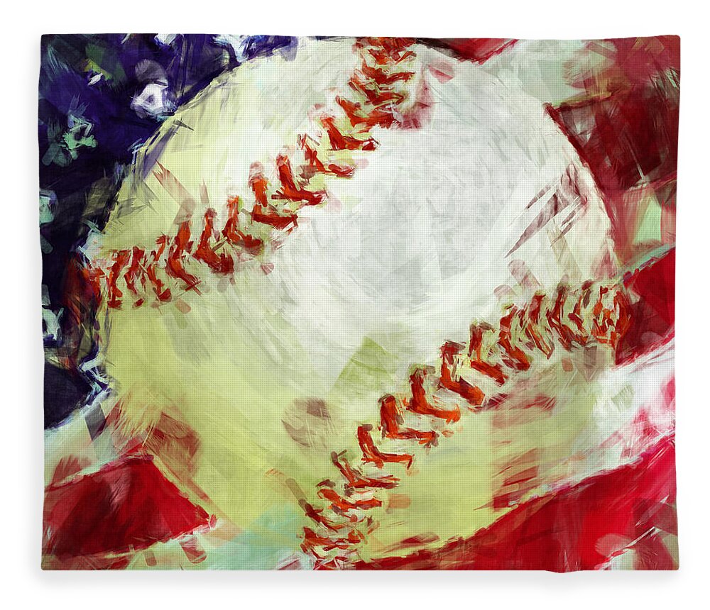 Baseball Fleece Blanket featuring the digital art American Baseball Abstract by David G Paul