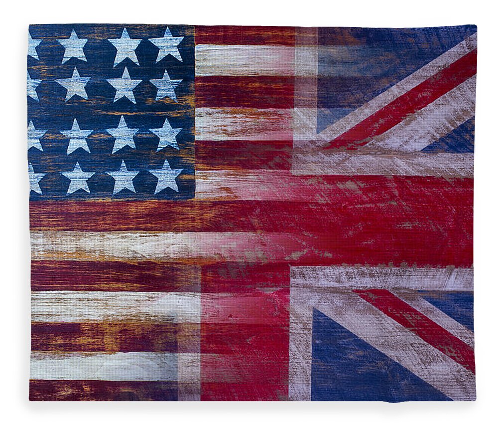 American Fleece Blanket featuring the photograph American British Flag by Garry Gay