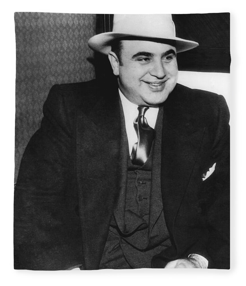1930 Fleece Blanket featuring the photograph American Gangster Al Capone by Underwood Archives
