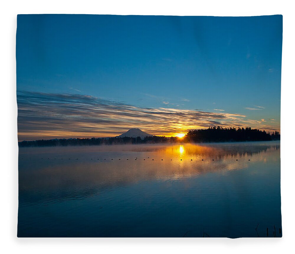 American Lake Sunrise Fleece Blanket featuring the photograph American Lake Sunrise by Tikvah's Hope